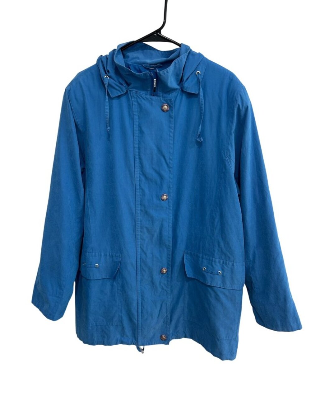 Jean France 44 Blue Hooded Lightweight Jacket Snap Zip Gorpcore Forestcore